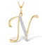 9K Gold Diamond Initial 'N' Necklace 0.05ct - image 1