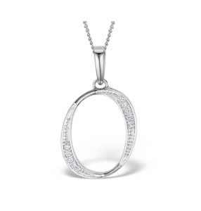9K White Gold Diamond Initial 'O' Necklace 0.05ct