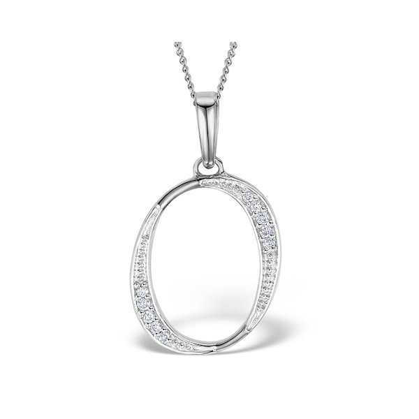 9K White Gold Diamond Initial 'O' Necklace 0.05ct - Image 1