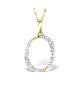 9K Gold Diamond Initial 'O' Necklace 0.05ct