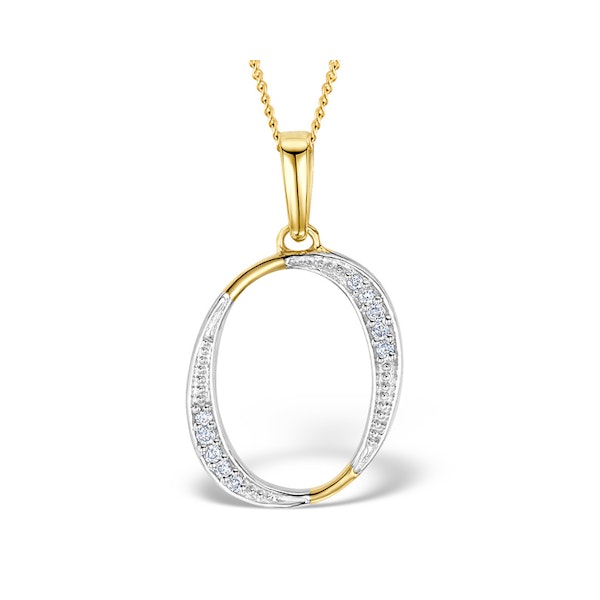 9K Gold Diamond Initial 'O' Necklace 0.05ct - Image 1