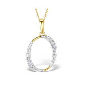 9K Gold Diamond Initial 'O' Necklace 0.05ct