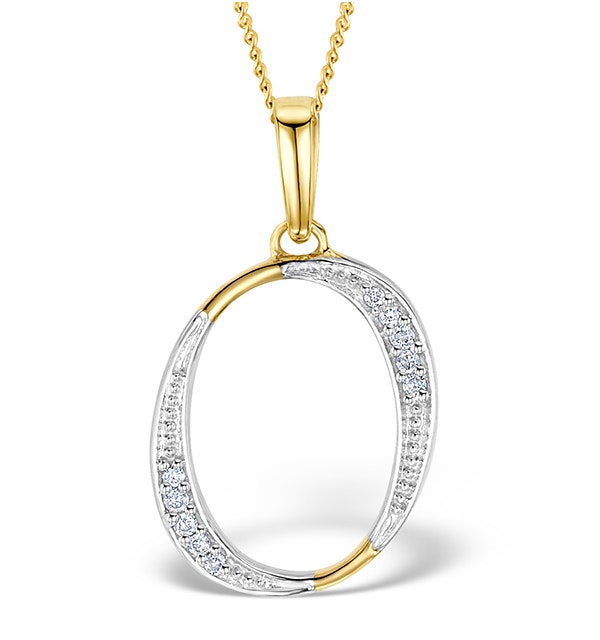 9K Gold Diamond Initial 'O' Necklace 0.05ct - image 1