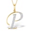 9K Gold Diamond Initial 'P' Necklace 0.05ct - image 1