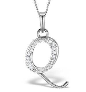 925 Silver Lab Diamond Initial 'Q' Necklace 0.05ct