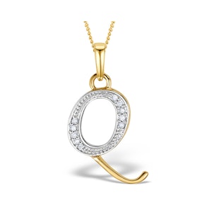 9K Gold Diamond Initial 'Q' Necklace 0.05ct