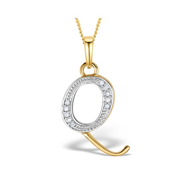 9K Gold Diamond Initial 'Q' Necklace 0.05ct - Image 1