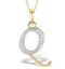 9K Gold Diamond Initial 'Q' Necklace 0.05ct - image 1