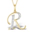 9K Gold Diamond Initial 'R' Necklace 0.05ct - image 1