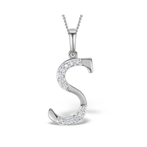 925 Silver Lab Diamond Initial 'S' Necklace 0.05ct