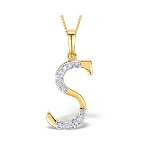 9K Gold Diamond Initial 'S' Necklace 0.05ct