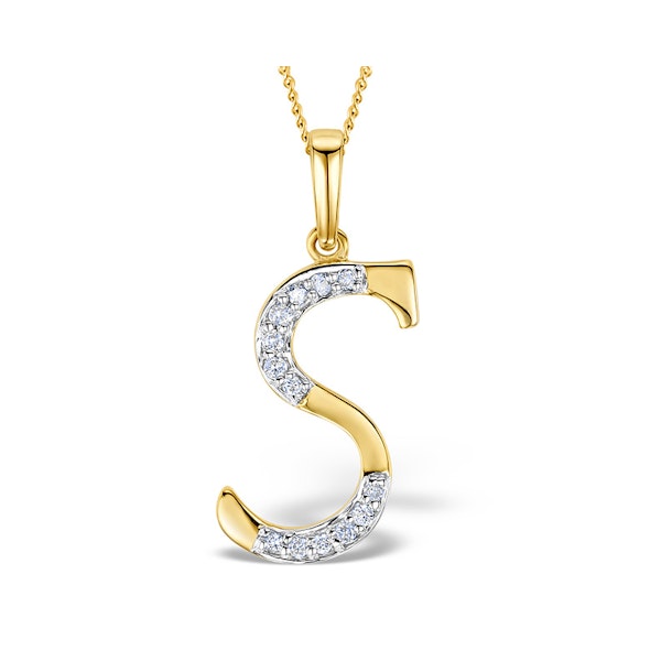 9K Gold Diamond Initial 'S' Necklace 0.05ct - Image 1