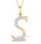 9K Gold Diamond Initial 'S' Necklace 0.05ct - image 1