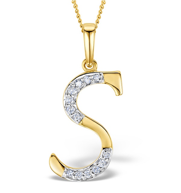 9K Gold Diamond Initial 'S' Necklace 0.05ct - image 1