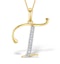 9K Gold Diamond Initial 'T' Necklace 0.05ct - image 1