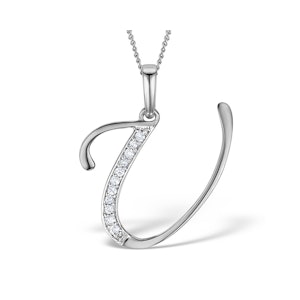 925 Silver Lab Diamond Initial 'U' Necklace 0.05ct