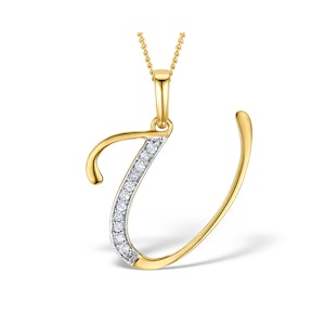 9K Gold Diamond Initial 'U' Necklace 0.05ct