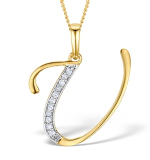 9K Gold Diamond Initial 'U' Necklace 0.05ct