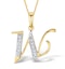 9K Gold Diamond Initial 'W' Necklace 0.05ct - image 1