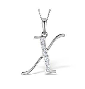 925 Silver Lab Diamond Initial 'X' Necklace 0.05ct
