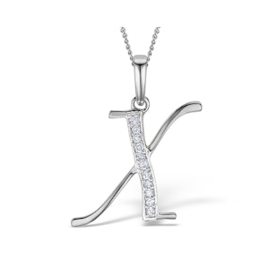 925 Silver Lab Diamond Initial 'X' Necklace 0.05ct
