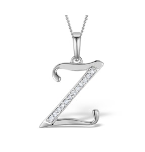 9K White Gold Diamond Initial 'Z' Necklace 0.05ct
