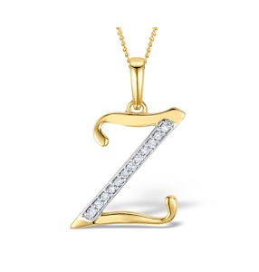 9K Gold Diamond Initial 'Z' Necklace 0.05ct