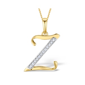 9K Gold Diamond Initial 'Z' Necklace 0.05ct