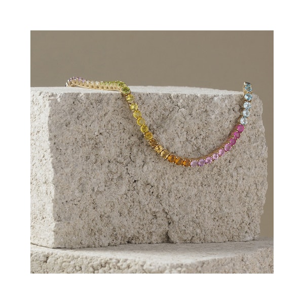 Rainbow Gem Stones Bracelet 10ct Set in 9K Yellow Gold - Image 5