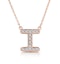 Initial 'I' Necklace Diamond Encrusted Pave Set in 9K Rose Gold - image 1