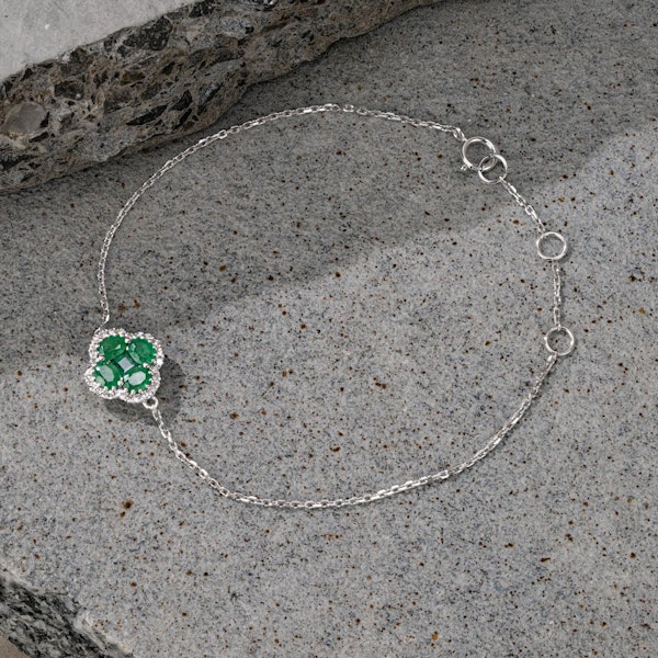 Emerald 1.01ct And Diamond 18K White Gold Alegria Bracelet - Image 2