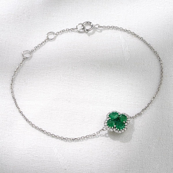 Emerald 1.01ct And Diamond 18K White Gold Alegria Bracelet - Image 4