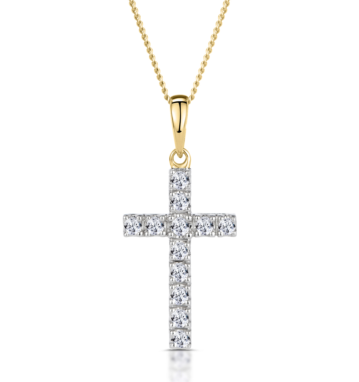 Small .25ctw Diamond Cross Pendant, 10K White Gold, online Simple Diamond Cross Charm