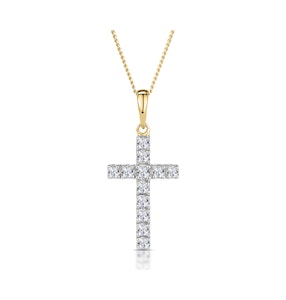 Lab Diamond Cross Necklace Pendant 0.22ct set in 18K Gold Vermeil