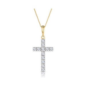 Lab Diamond Cross Necklace Pendant 0.22ct set in 18K Gold Vermeil