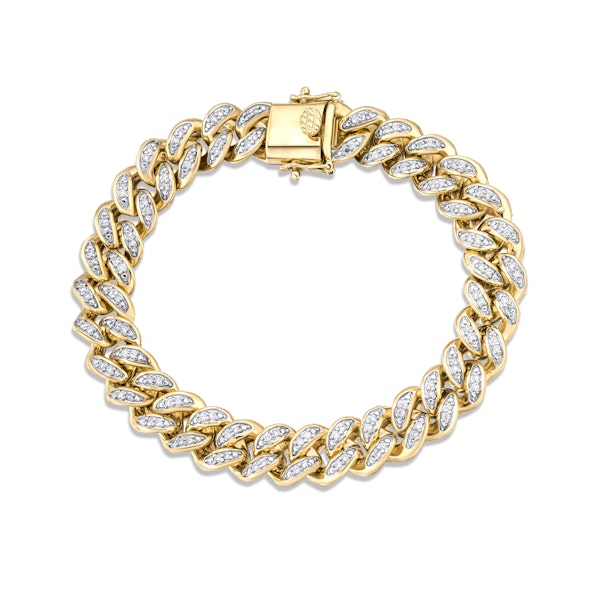 1.20CT Mens Lab Diamond Cuban Link Bracelet in 18K Gold Vermeil - Image 1