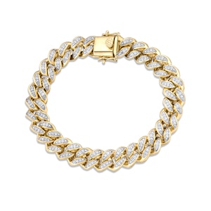 1.20CT Mens Lab Diamond Cuban Link Bracelet in 18K Gold Vermeil