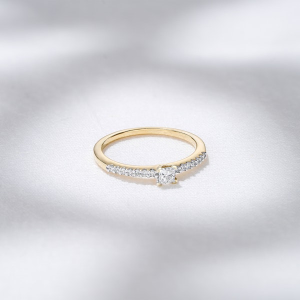 Princess Cut Lab Diamond Engagement Ring 0.25ct H/Si in 18K Gold Vermeil - Image 2
