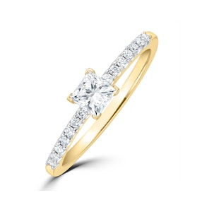 Princess Cut Lab Diamond Engagement Ring 0.25ct H/Si in 18K Gold Vermeil