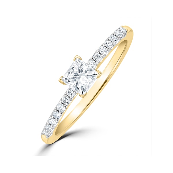 Princess Cut Lab Diamond Engagement Ring 0.25ct H/Si in 18K Gold Vermeil - Image 1