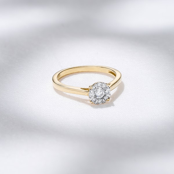 0.25ct Lab Diamond Cluster Solitaire Ring H/Si in 18K Gold Vermeil - Image 3