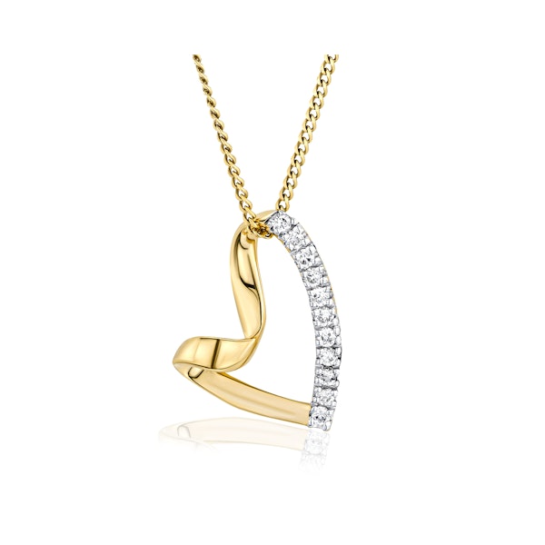 Lab Diamond Heart Necklace Pendant 0.10ct H/SI Set in 18K Gold Vermeil - Image 1