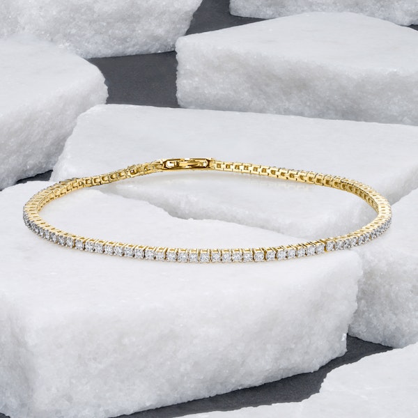 1.5ct Lab Diamond Tennis Bracelet Claw Set in 18K Gold Vermeil - Image 3