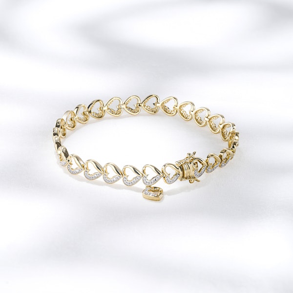 Diamond 18K Gold Vermeil Heart Bracelet - Image 2