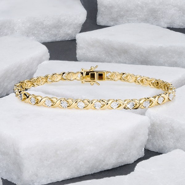 Diamond Kisses Bracelet With 0.05ct Set in 18K Gold Vermeil - Image 4
