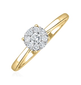 0.25ct Lab Diamond Cluster Solitaire Ring H/Si in 18K Gold Vermeil