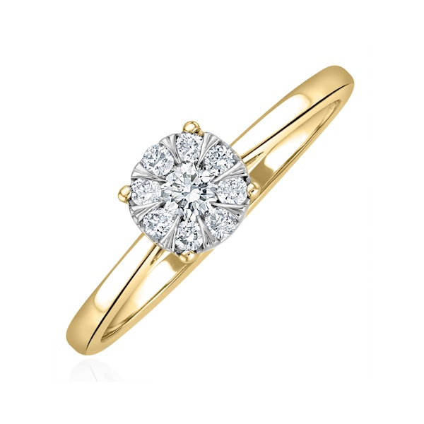 0.25ct Lab Diamond Cluster Solitaire Ring H/Si in 18K Gold Vermeil - Image 1