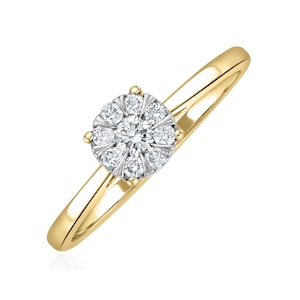 0.25ct Lab Diamond Cluster Solitaire Ring H/Si in 18K Gold Vermeil