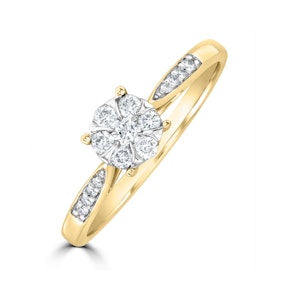 Lab Diamond Engagement Ring With Shoulders 0.25ct H/Si in 18K Gold Vermeil