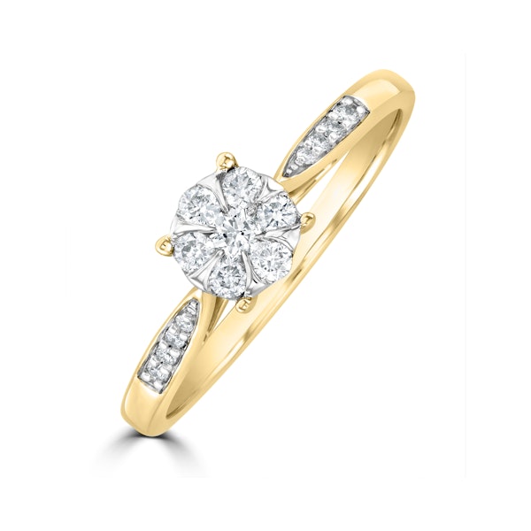 Lab Diamond Engagement Ring With Shoulders 0.25ct H/Si in 18K Gold Vermeil - Image 1